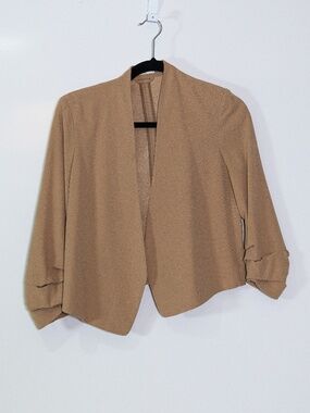 Babaton Aritzia Power Waist Open Front Slim Fit Crepe Blazer Jacket Beige 2